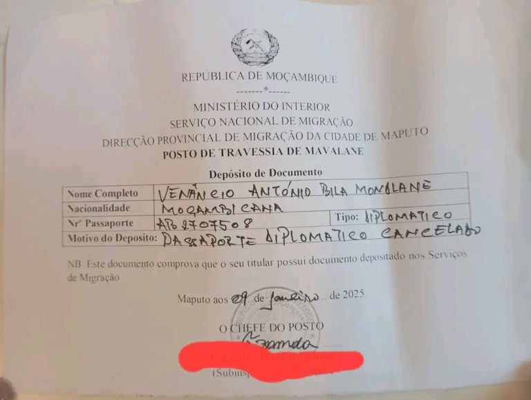 Governo cancela passaporte de Mondlane