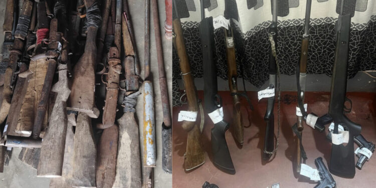 Armas recuperadas pela Pollicia